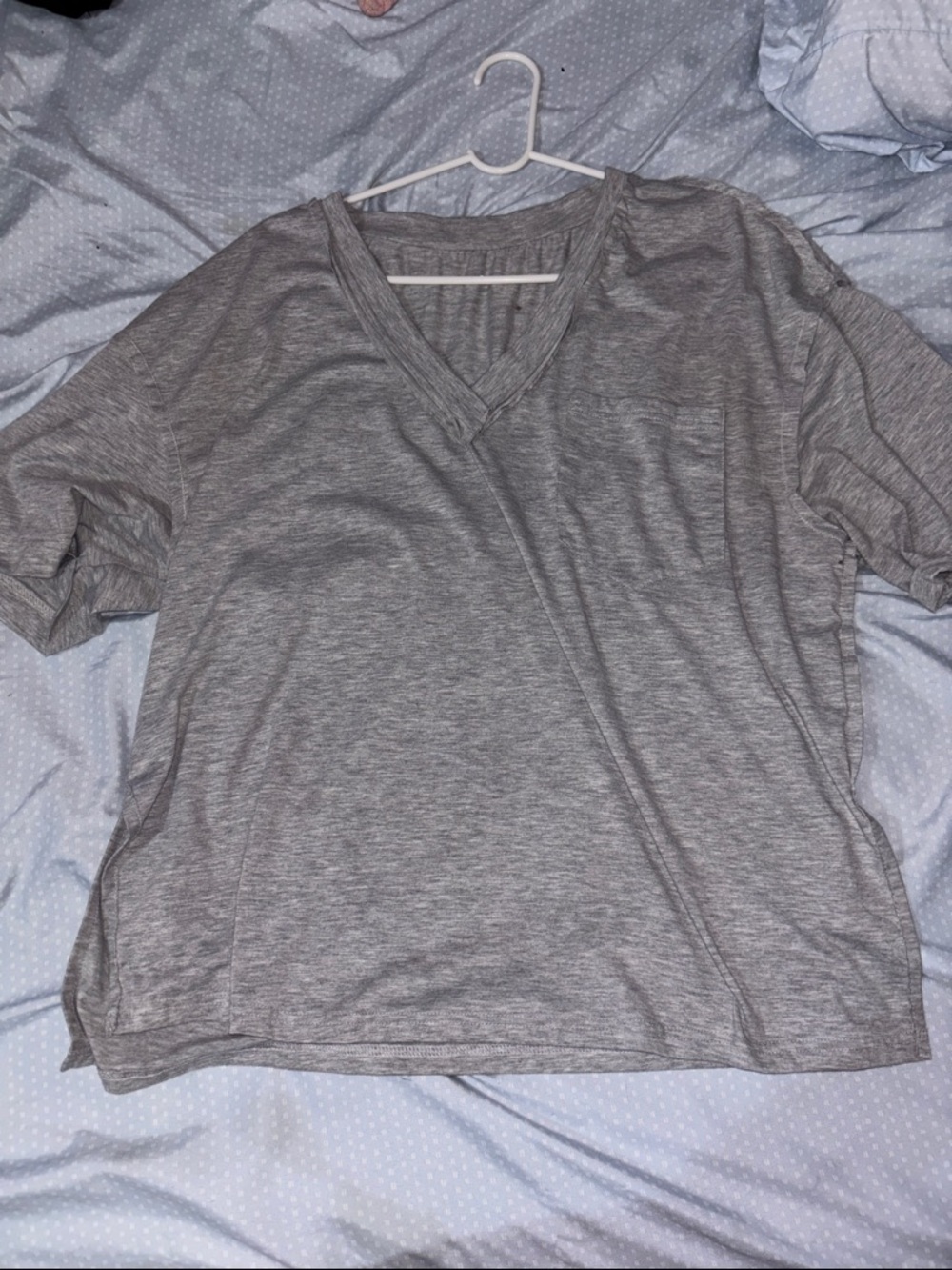 Casual Grey V-Neck Women's Top